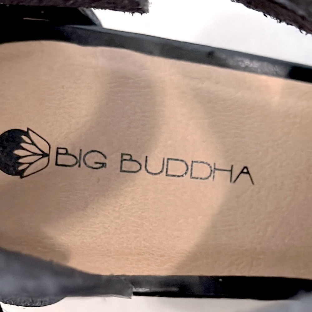 BIG BUDDHA Black Vegan Leather Block Heel Strappy Sandals 7 Black - Picture 11 of 13